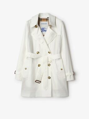 Burberry Cream Double-Breasted Trench Coat